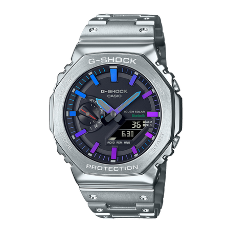 卡西欧手表 G-SHOCK 全金属系列 彩虹色点缀设计 防水防震蓝牙连接太阳能动力运动表GM-B2100PC/BPC