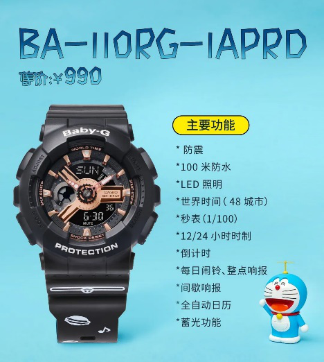 元气联乘，特效治愈丨BABY-G × 哆啦A梦50周年纪念表款上线| 手表资讯 