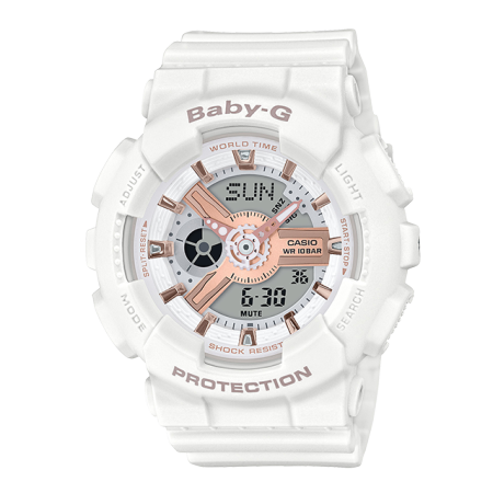 卡西欧手表 BABY-G 玫瑰金配色 防水防震LED照明时尚运动女表BA-110RG