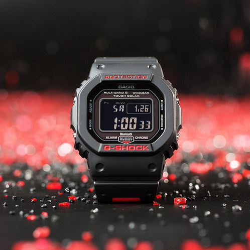 卡西欧手表 G-SHOCK  经典款设计配以新型复合表带 6局电波蓝牙太阳能动力防水防震运动男表GW-B5600HR-1PR