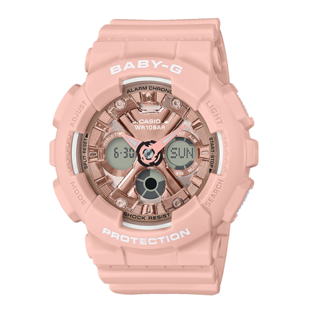 卡西欧手表 BABY-G 表盘大面积质感金属色 时尚经典 防水防震运动女表BA-130