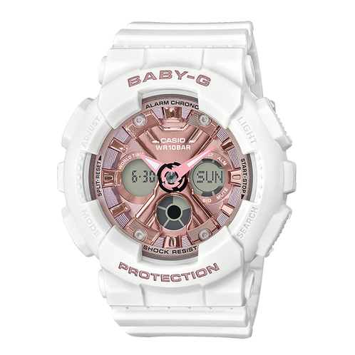 卡西欧手表 BABY-G  表盘大面积质感金属色 时尚经典 防水防震运动女表BA-130