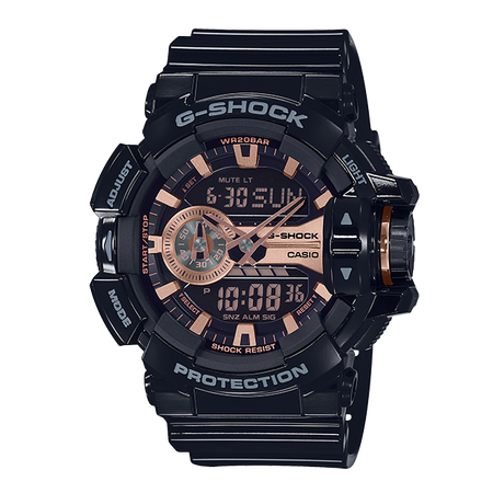 卡西欧手表 g-shock 经典黑金配色 防水防震防磁运动男表ga-400gbx