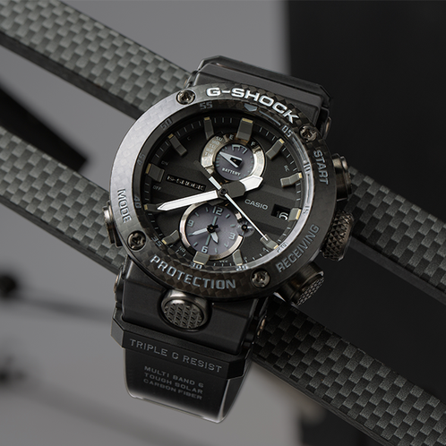 卡西欧手表 G-SHOCK  表壳与背盖的一体化构成设计  人造蓝宝石玻璃镜面  防水防震防锈六局电波太阳能蓝牙运动男表GWR-B1000