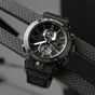 卡西欧手表 G-SHOCK  表壳与背盖的一体化构成设计  人造蓝宝石玻璃镜面  防水防震防锈六局电波太阳能蓝牙运动男表GWR-B1000