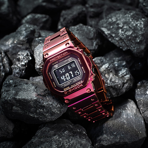 卡西欧手表 g-shock 全新配色 叠加红色ip涂层 防震防水蓝牙连接六局