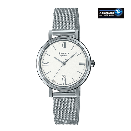 卡西欧手表 sheen 时尚简约 施华洛世奇仿水晶刻度 人造蓝宝石玻璃