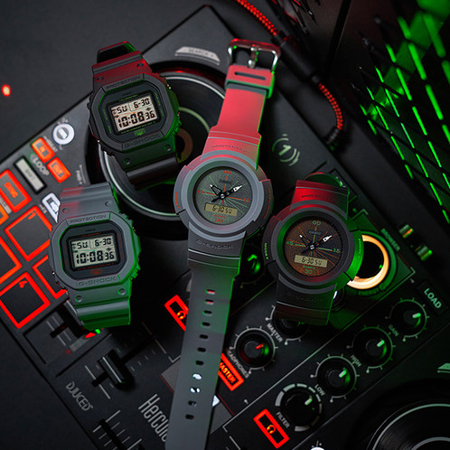 卡西欧手表 G-SHOCK  MUSIC NIGHT TOKYO主题系列 防水防震运动男表AW-500MNT