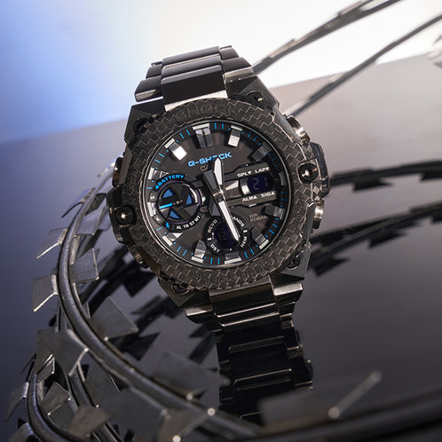 卡西欧手表 G-SHOCK  G-STEEL轻薄系列  碳纤表圈 防水防震蓝牙连接太阳能动力运动表款GST-B400X