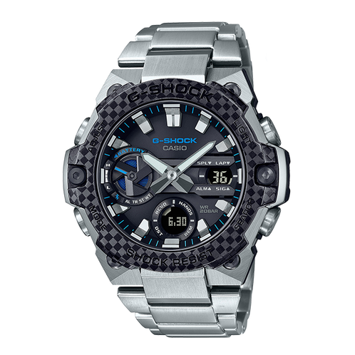 卡西欧手表 G-SHOCK  G-STEEL轻薄系列  碳纤表圈 防水防震蓝牙连接太阳能动力运动表款GST-B400X