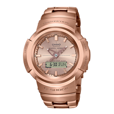 卡西欧手表 G-SHOCK 经典系列 玫瑰金配色  防震防水六局电波太阳能动力运动男表AWM-500GD-4APR
