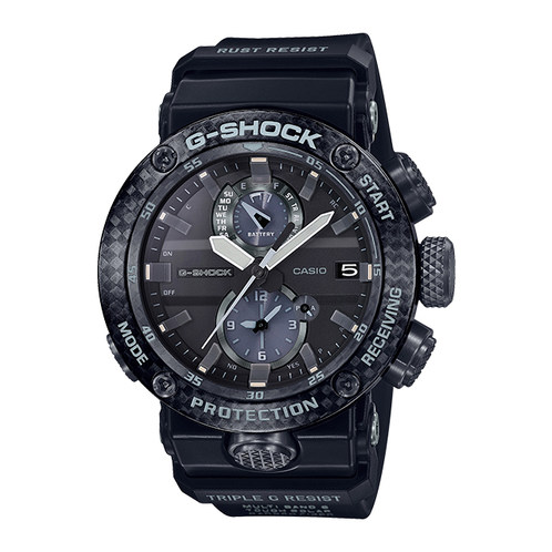 卡西欧手表 G-SHOCK  表壳与背盖的一体化构成设计  人造蓝宝石玻璃镜面  防水防震防锈六局电波太阳能蓝牙运动男表GWR-B1000