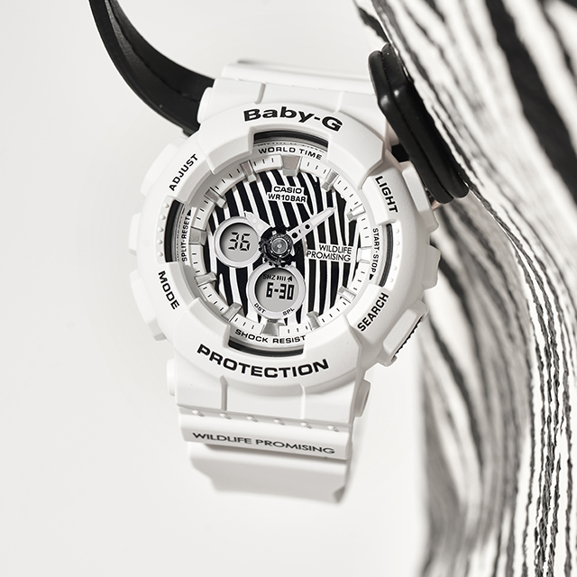 NEW CASIO Baby-G x WILDLIFE PROMISING BA-120WLP-7A Zebra pattern