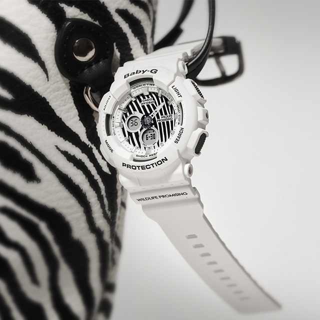 NEW CASIO Baby-G x WILDLIFE PROMISING BA-120WLP-7A Zebra pattern
