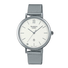 卡西欧手表 SHEEN 时尚简约 施华洛世奇仿水晶刻度 人造蓝宝石玻璃镜面防水优雅女表SHE-4539