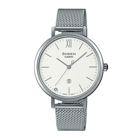 卡西欧手表 SHEEN 时尚简约 施华洛世奇仿水晶刻度 人造蓝宝石玻璃镜面防水优雅女表SHE-4539