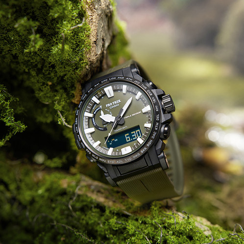 卡西欧手表 PRO TREK  生物树脂 环保表款 防水太阳能动力六局电波运动男表PRW-61