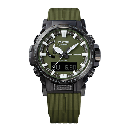 卡西欧手表 PRO TREK 生物树脂 环保表款 防水太阳能动力六局电波运动男表PRW-61