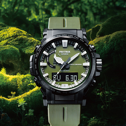 卡西欧手表 PRO TREK  生物树脂 环保表款 防水太阳能动力六局电波运动男表PRW-61