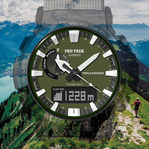 卡西欧手表 PRO TREK  生物树脂 环保表款 防水太阳能动力六局电波运动男表PRW-61