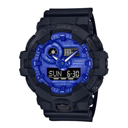 卡西欧手表 G-SHOCK “蓝色腰果花”硬碰硬主题系列  防震防水表款GA-700BP-1APR