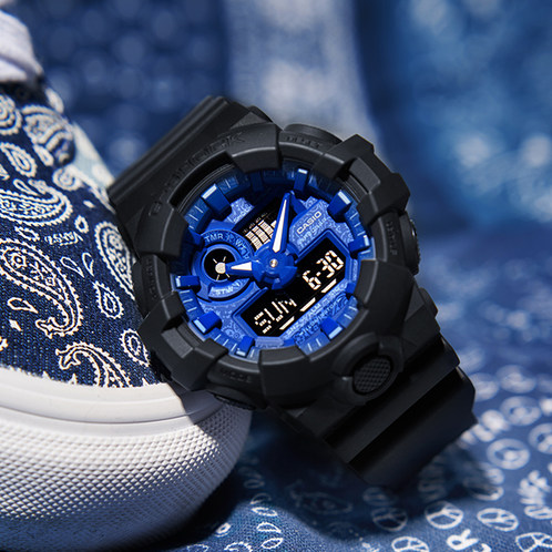 卡西欧手表 G-SHOCK  “蓝色腰果花”硬碰硬主题系列  防震防水表款GA-700BP-1APR