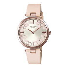 卡西欧手表 SHEEN “花”主题系列 简约设计 特殊表盒 人造蓝宝石玻璃镜面 防水优雅女表SHE-C110
