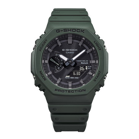 卡西欧手表 G-SHOCK 【明星同款】极简八边形表盘设计  双显轻薄表款 防水防震太阳能动力蓝牙连接运动男表GA-B2100