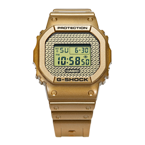 卡西欧手表 G-SHOCK  “GOLD CHAIN”表款  嘻哈主题元素 特殊背刻  配备可替换表圈表带  防水防震运动男表DWE-5600HG-1PFH