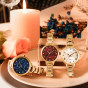 卡西欧手表 SHEEN  刻度位置镶嵌碎钻与红宝石   玫瑰花设计元素  人造蓝宝石玻璃镜面防水优雅女表SHE-4549