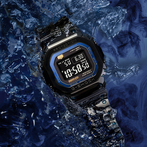 卡西欧手表 G-SHOCK  MR-G系列 “青墨"主题 日本山形工厂高端生产线 工匠技艺 防水防震六局电波太阳能动力男表MRG-B5000BA-1DR