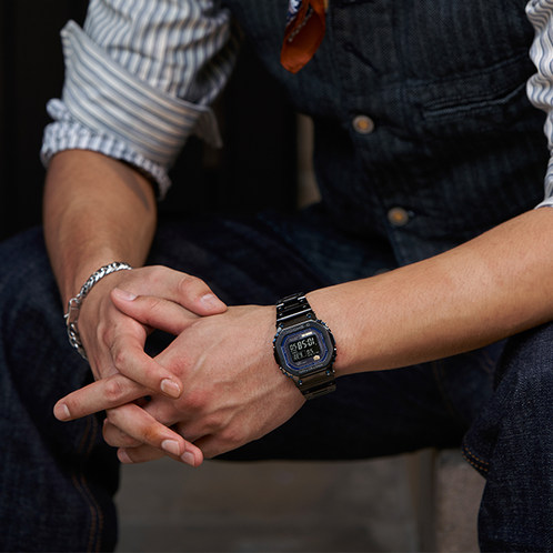 卡西欧手表 G-SHOCK  MR-G系列 “青墨"主题 日本山形工厂高端生产线 工匠技艺 防水防震六局电波太阳能动力男表MRG-B5000BA-1DR