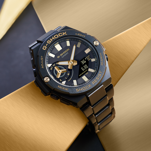 卡西欧手表 G-SHOCK  “黄金时代”黑金系列 防水防震运动表款GST-B100GB/B400GB/B500BD