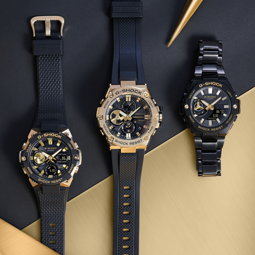 卡西欧手表 G-SHOCK  “黄金时代”黑金系列 防水防震运动表款GST-B100GB/B400GB/B500BD