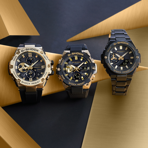 卡西欧手表 G-SHOCK  “黄金时代”黑金系列 防水防震运动表款GST-B100GB/B400GB/B500BD