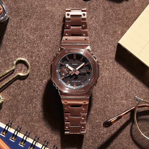 卡西欧手表 G-SHOCK  【明星同款】全金属系列 防水防震蓝牙连接运动表款GM-B2100