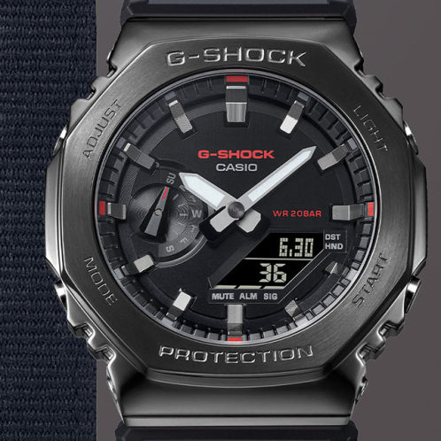 卡西欧手表 G-SHOCK  八边形表框设计 编织表带系列 配备赠品 防水防震运动男表GM-2100C