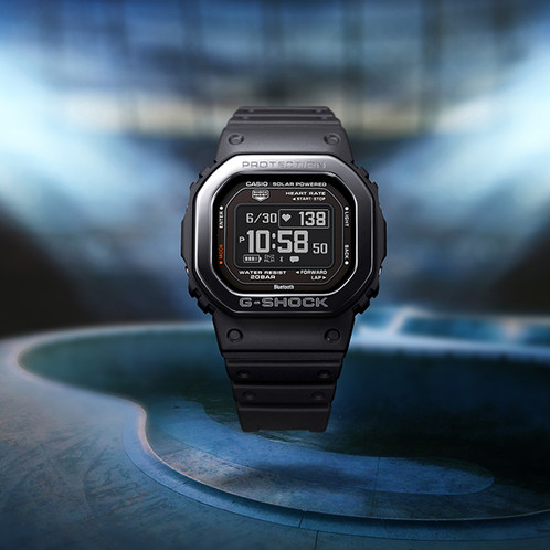 卡西欧手表 G-SHOCK  心率血氧测量计步功能 防水防震太阳能动力运动表款DW-H5600MB