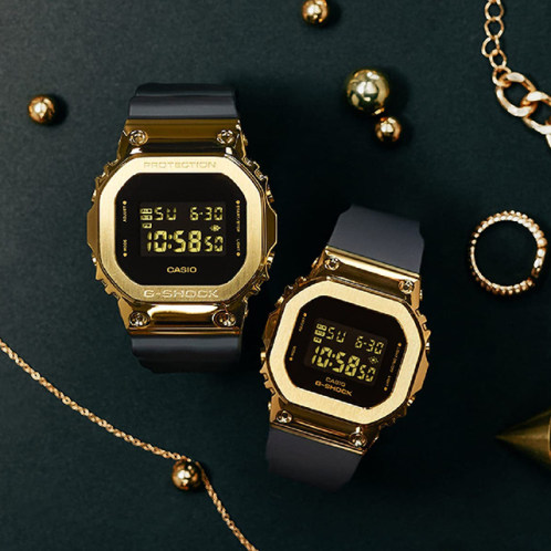 卡西欧手表 对表系列  “黄金时代”新黑金系列 金属表盘 防水防震对表GM-5600G-9PRB&GM-S5600GB-1PR