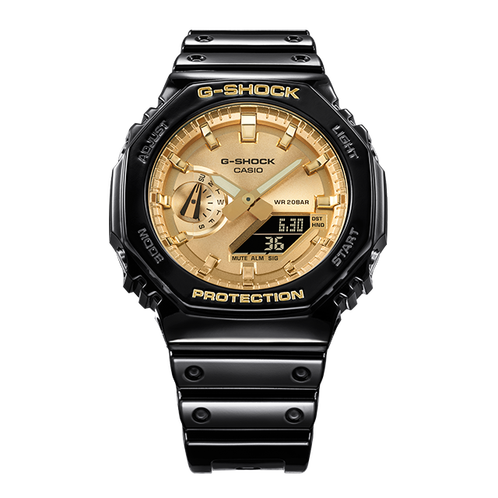 卡西欧手表 G-SHOCK  外观八角形结构 表盘采用拉丝工艺 双显轻薄表款 防水防震运动表款GA-2100GB/SB