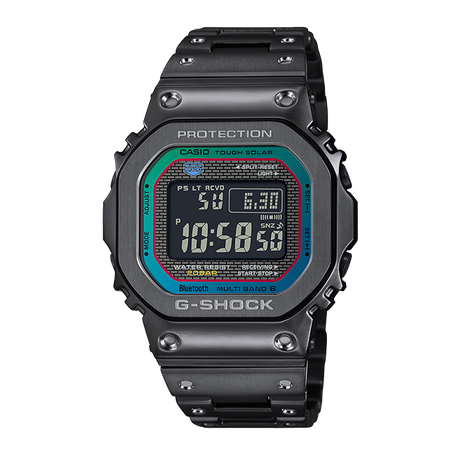 卡西欧手表 G-SHOCK 经典系列 彩虹色点缀设计 防震防水蓝牙连接六局电波太阳能动力运动男表GMW-B5000PC/BPC