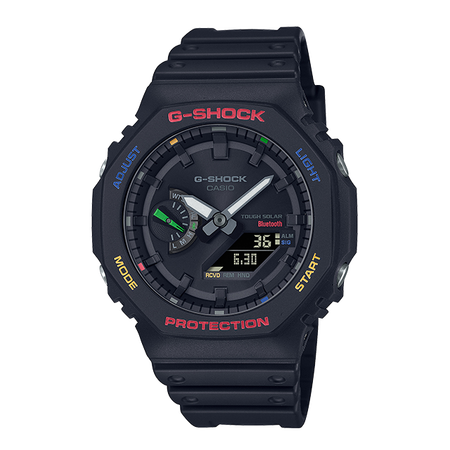 卡西欧手表 G-SHOCK 八边形表盘设计 双显轻薄表款 防水防震太阳能动力蓝牙连接运动表款GA-B2100FC-1APR