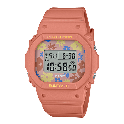 卡西欧手表 BABY-G  复古潮流碎花表盘 花朵背光灯 防水防震运动表款BGD-565RP