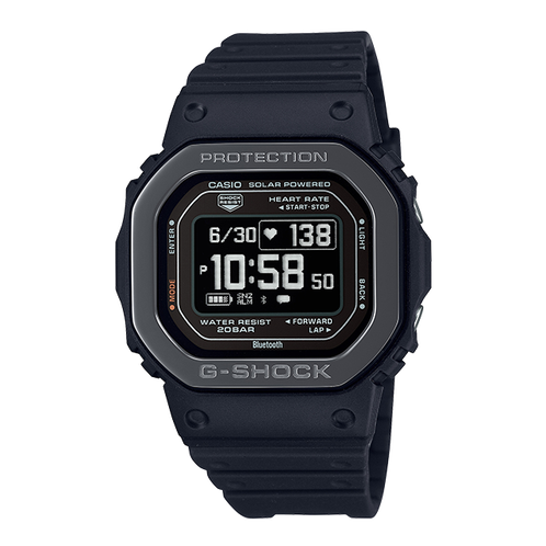 卡西欧手表 G-SHOCK  心率血氧测量计步功能 防水防震太阳能动力运动表款DW-H5600MB