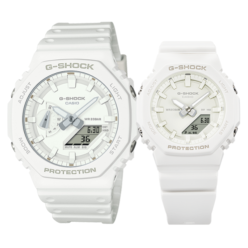 卡西欧手表 对表系列  大胆配色 时尚潮流 防水防震运动表款GA-2100-7A7PR&GMA-P2100-7APR