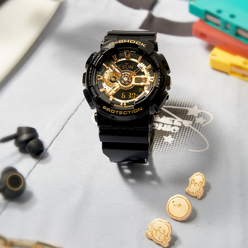 卡西欧手表 G-SHOCK  GOODBAI联名PIN趣礼盒 时尚潮流双显黑金系列运动手表GA-110GB-1APRGB