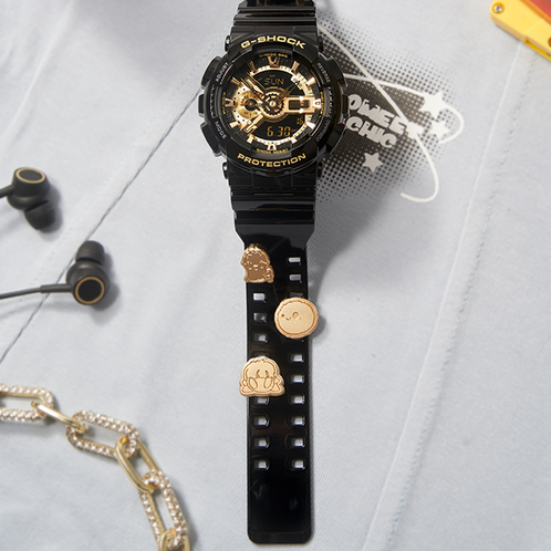 卡西欧手表 G-SHOCK  GOODBAI联名PIN趣礼盒 时尚潮流双显黑金系列运动手表GA-110GB-1APRGB