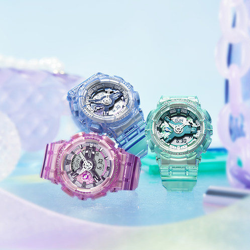 卡西欧手表 G-SHOCK  透明表款 防水防震运动女表GMA-S110VW