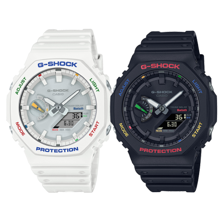 卡西欧手表 对表系列 撞色搭配 时尚潮流 防水防震运动表款GA-B2100FC-7APR&GA-B2100FC-1APR