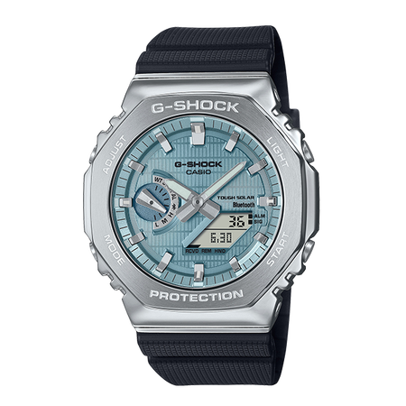 卡西欧手表 G-SHOCK 八边形表框设计 金属表头 防水防震蓝牙连接太阳能动力运动男表GBM-2100